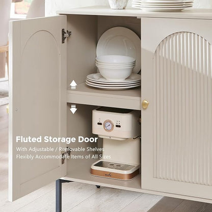 IFBUY Modern Sideboard Buffet Cabinet, 61.75" W Fluted Arched Buffet Cabinet - Image 5