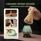 Matcha Whisk Set, Ceramic Matcha Set Includes Matcha Bowl, Whisk & Holder, Scoop, Sifter, Spoon, Scoop Rest, Tea Mat, Hand Book - 9 Pcs Kit for Matcha Lovers (Green)