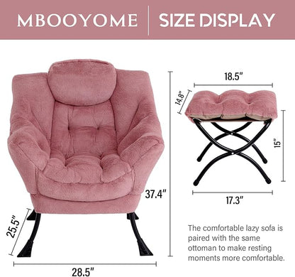 MBOOYOME Lazy Chair with Folding Ottoman, Modern Accent Armchair with Armrests - Image 3