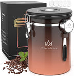35OZ Coffee Canister for ground coffee with Date Tracker,copper color 304 Stainless Steel Kitchen Food Airtight storage container for Coffee Beans or Grounds, Tea, Sugar(35oz-Gradient)