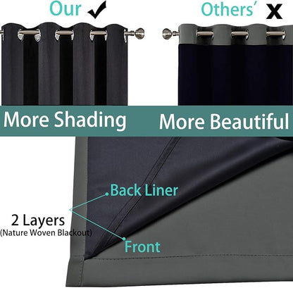Yakamok Dark Grey 100% Blackout Curtains 108 Inches Long 52" Wide 2 Panels | - Image 5
