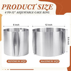 Hushee Cake Mold 15 cm High, 6 to 12'' Adjustable Ring Cake Baking Supplies Rings Round Stainless Steel Decorating Bakeware Tools with Scaling for Mousse Baking Dessert Making(1 Piece,8 cm)