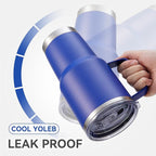 30 oz Tumbler with Handle and Lid, Stainless Steel Tumblers Double Wall Vacuum Insulated Travel Mug Leak Proof Cup Keep Drinks Cold and Hot Blue, 1 Pack