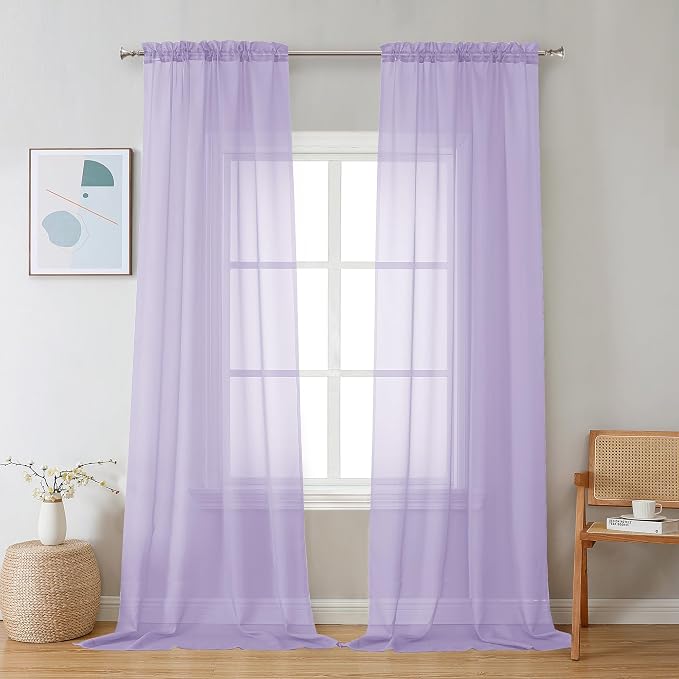 Chyhomenyc Lilac Sheer Curtains 120 Inches Long by Chyhomenyc