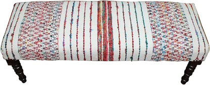 LR Home Multicolor Handmade Upholstered Bench - Image 5