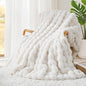 Luxury 1000GSM Rabbit Faux Fur Blanket, Super Heavy Warm Cozy Brown Blankets by TOUCHAT