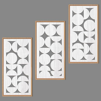 IARTTOP White Abstract Wood Wall Art Framed 8x16 Inch Set of 3 Modern by IARTTOP