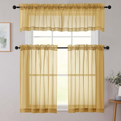 Chyhomenyc Sheer Valances for Windows 2 Pack, Small Window Curtains for Living - Image 2