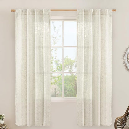 Light Filtering Linen Curtains 72 inches Long by LAMIT