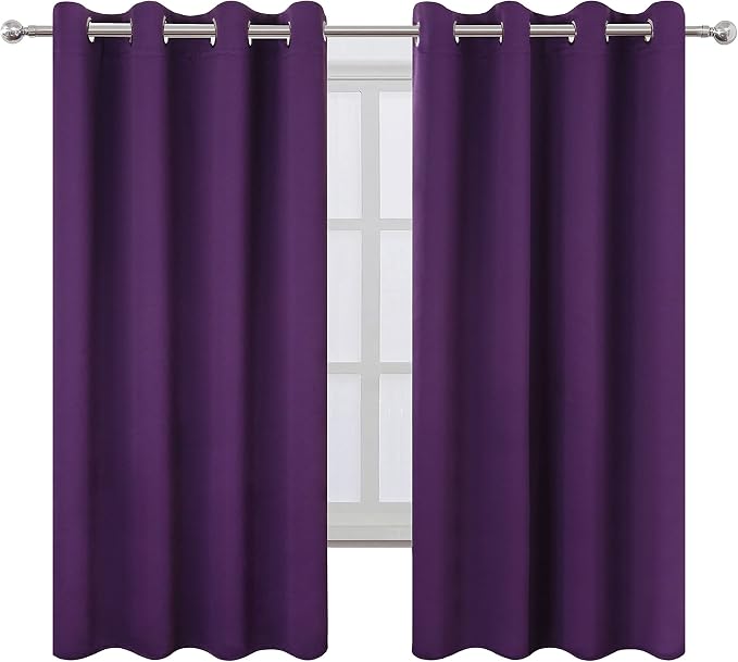 Blackout Curtains 52 x 63 inch/Purple Curtains Set of 2 Panels/Thermal - Image 2
