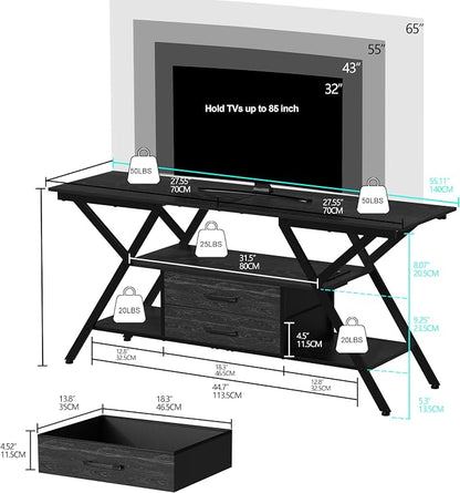 Simoretus TV Stand with Power Outlet and LED Lights, Fits TVs up to 65” - Image 5