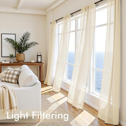MIULEE Butter Cream Sheer Curtains 72 Inches Long 4 Panels 54 x 72 Inches | - Image 4