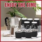 500 Pack Paper Espresso Coffee Cups, 4 oz Disposable Coffee Cups,Corrugated Insulated Ripple Wall, Paper Ripple Cup for Coffee, Hot Chocolate and Hot Tea Drinks -Black