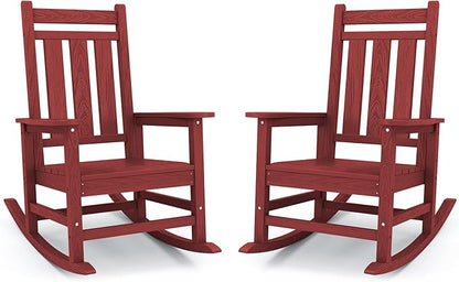 KINGYES Oversized Outdoor Rocking Chair Set of 2, All-Weather Patio Rocking by KINGYES