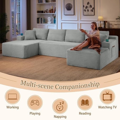 125" Modular Sectional Sleeper Sofa, Boneless Cloud Couch - Image 7