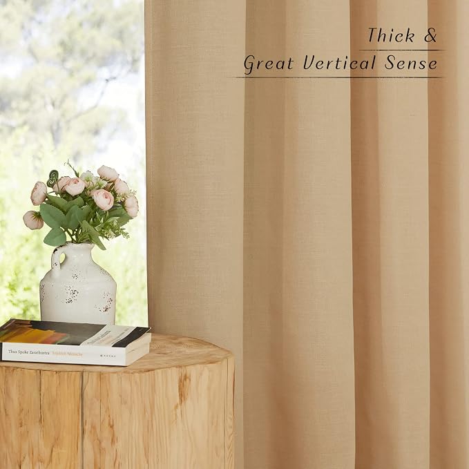 NICETOWN Semi Sheer Linen Burlap Curtains - Image 3