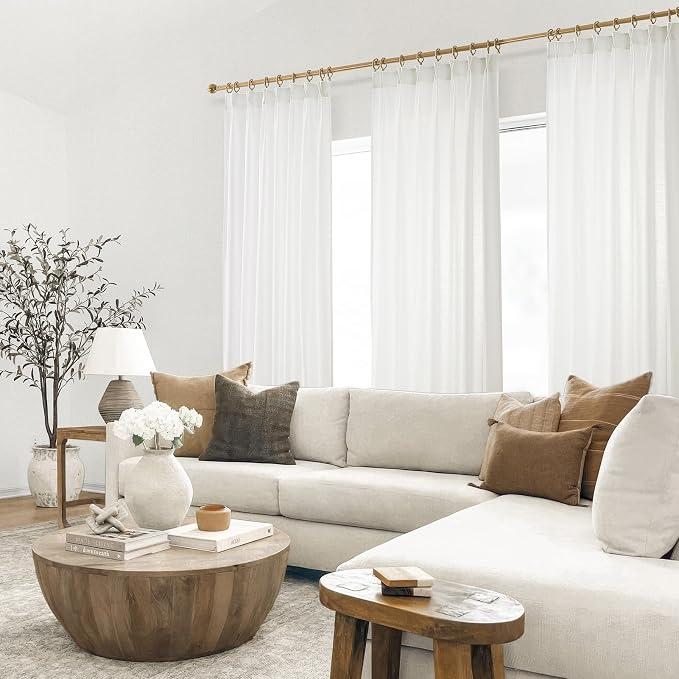 Topfinel Neutral White Linen Curtains 96 Inches Long - Image 8