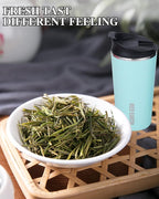 GiNT 17oz Travel Tea Mug with Infuser and Two Lid. Vacuum Insulated 316 Stainless Steel Travel Coffee Mug. Dishwasher Safe Tea Cup with Tea Strainer for Hot and Cold Brew Coffee or Tea(Green)