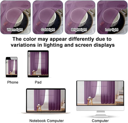 Plum Sheer Curtains, Sheer Curtains 84 Inches Long 2 Panels Set, Rod Pocket - Image 5
