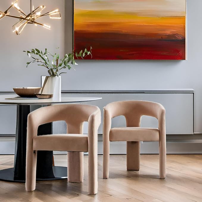 RIVOVA Modern Barrel Dining Chairs Set of 2 Upholstered Velvet Accent Side Chair by RIVOVA