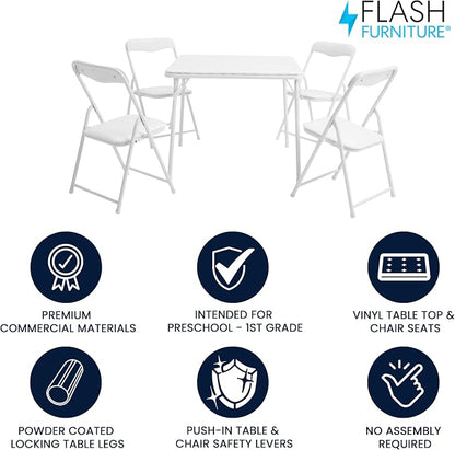 Flash Furniture Mindy Kids 5-Piece Folding Square Table and Chairs Set - Image 3