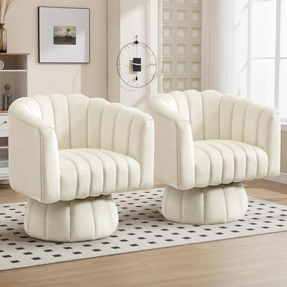Swivel Accent Barrel Chair Set of 2- Cute Comfy Small Round 360° Arm Chair - Image 8