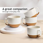 MIAMIO – 15 Ounce, Set of 4 Ceramic Latte Mug – Elegant Modern Coffee Mug Set for Cafe, Latte, Tea, Hot Cocoa - Drinks Dishwasher & Microwave Safe – Aura Collection (Creamy Cocoa, Coffee Mug(4x))