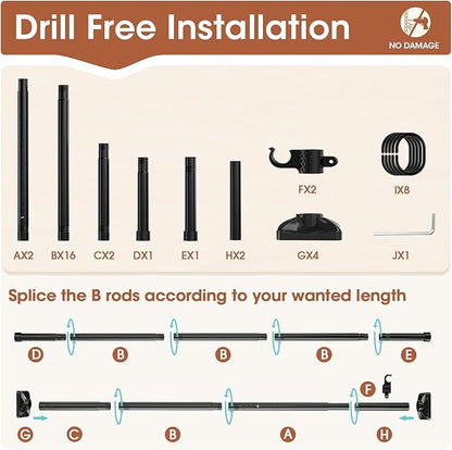 SUNALLY Room Divider Curtain Rod, No Drilling Room Separator - Image 6