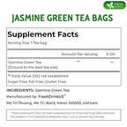 FreshDrinkUS, Premium 40 Jasmine Green Tea Bags, 100% Natural & Pure from Jasmine Green Tea. Jasmine Green Herbal Tea. Made with Natural Material Tea Bags. No Sugar, No Gluten, Vegan.