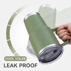 30 oz Tumbler with Handle and Lid, Stainless Steel Tumblers Bulk Double Wall Vacuum Insulated Travel Mug Leak Proof Cup Keep Drinks Cold and Hot Army Green, 4 Pack