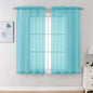 Chyhomenyc Sheer Curtains 63 Inch Length 2 Panels, Aqua | Light Filtering by Chyhomenyc