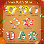 Fall Thanksgiving Cookie cutters Set 8 Pieces, Holiday Christmas Cookie Cutters Pumpkin Leaf Baking Cutters Shapes for Kids with Comfort Grip, Gingerbread Man, Turkey, Squirrel, Xmas Tree, Santa, etc