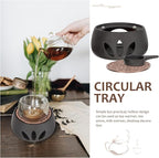 Ceramic Tea Pot Warmer Heater Set - Japanese Pottery Teapot Warmer Base With Light Candle Holder - Stove Warmer for Coffee Cup and Tea Set