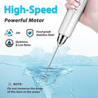 Milk Frother Rechargeable Handheld-Electric Whisk 3 Speed Adjustable, Coffee Frother Wand with 3 Stainless Whisks, Electric Foam Maker, Drink Mixer Blender for Latte Cappuccino Matcha Egg