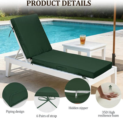 72x21x4in Lounge Cushions for Outdoor Furniture, Outdoor Lounge Chair Cushions - Image 5