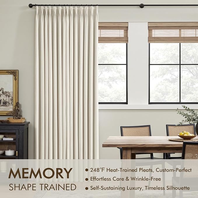 MIULEE Linen Pinch Pleated 100% Blackout Linen Curtains 40x108 Inches | Room - Image 3