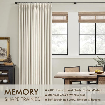 MIULEE Linen Pinch Pleated 100% Blackout Linen Curtains 40x90 Inches | Room - Image 3