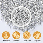 Twisweet Silver Pearl Sprinkles for Cake Decorating, Edible Sugar Pearls for Baking, Mix Size, Cake Topper Cupcake Cookie Ice Cream Dessert Decorations, Valentines Birthday Christmas Supplies (130g/4.58oz)