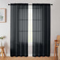 Black Sheer Curtain for Bedroom Living Room 72 Inches Long 2 Panels Set by WelvetBLK