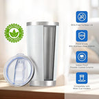 OMTech 20oz Tumblers Bulk, 6pc Stainless Steel Tumbler Set with Lid & Straw, Double Wall Vacuum Insulated Mug for Laser Engraver, Travel Coffee Mug for Hot & Cold Drinks, White Powder Coated Cup