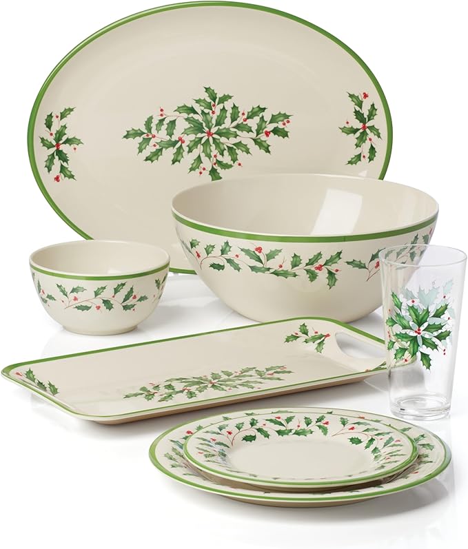 Lenox 863669 Holiday 4-Piece Melamine Dinner Plate Set, Christmas Dinnerware, Hosting (Pack of 4)