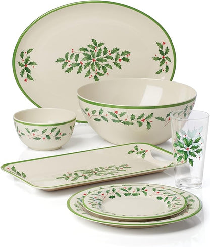 Lenox 863669 Holiday 4-Piece Melamine Dinner Plate Set, Christmas Dinnerware, Hosting (Pack of 4)