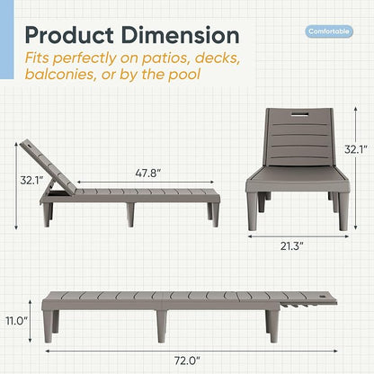 Greesum Outdoor Chaise Lounge Chairs Set of 4 - Image 3