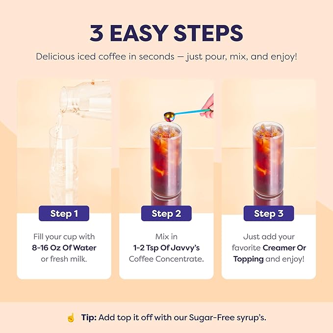 Javvy Coffee Concentrate - Cold Brew Coffee, Perfect for Hot or Iced Instant Coffees, Hot Drinks, Cold Brew Concentrate, 35 Servings - Caramel