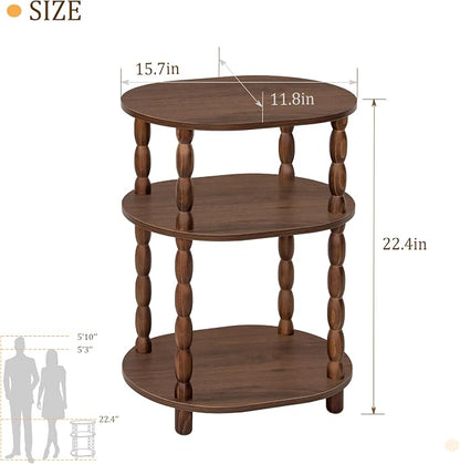 MaxSmeo Small Side Table, 3-Tier Small End Table, Modern Oval Night Stand - Image 3