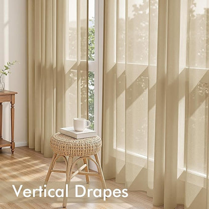 MIULEE Beige Sheer Curtains 84 Inches Long 4 Panels 54 x 84 Inches | Light - Image 5