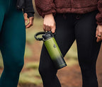 HYDRO CELL Stainless Steel Insulated Water Bottle with Straw - For Cold & Hot Drinks - Metal Vacuum Flask with Screw Cap and Modern Leakproof Sport Thermos for Adults (Army/Black 18oz)