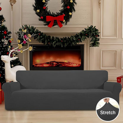 Easy-Going Stretch 4 Seater Oversized Sofa Couch Cover Dark Gray | 1-Piece - Image 2