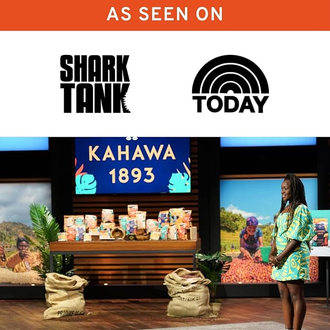 Kahawa 1893 Whole Bean Coffee Medium Roast Ethiopian Blend 12 Oz - As Seen on Shark Tank, High Antioxidants, Naturally Sweet, Organically Grown, Ethically & Sustainably Sourced