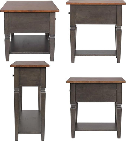 Sunset Trading Dakota 4PC Wood w Drawers, Storage Shelves, Distressed Brown and - Image 3